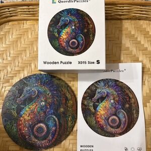 Quordle Puzzles Seahorse Large Wooden Pieces Multicolor Jigsaw Complete‎